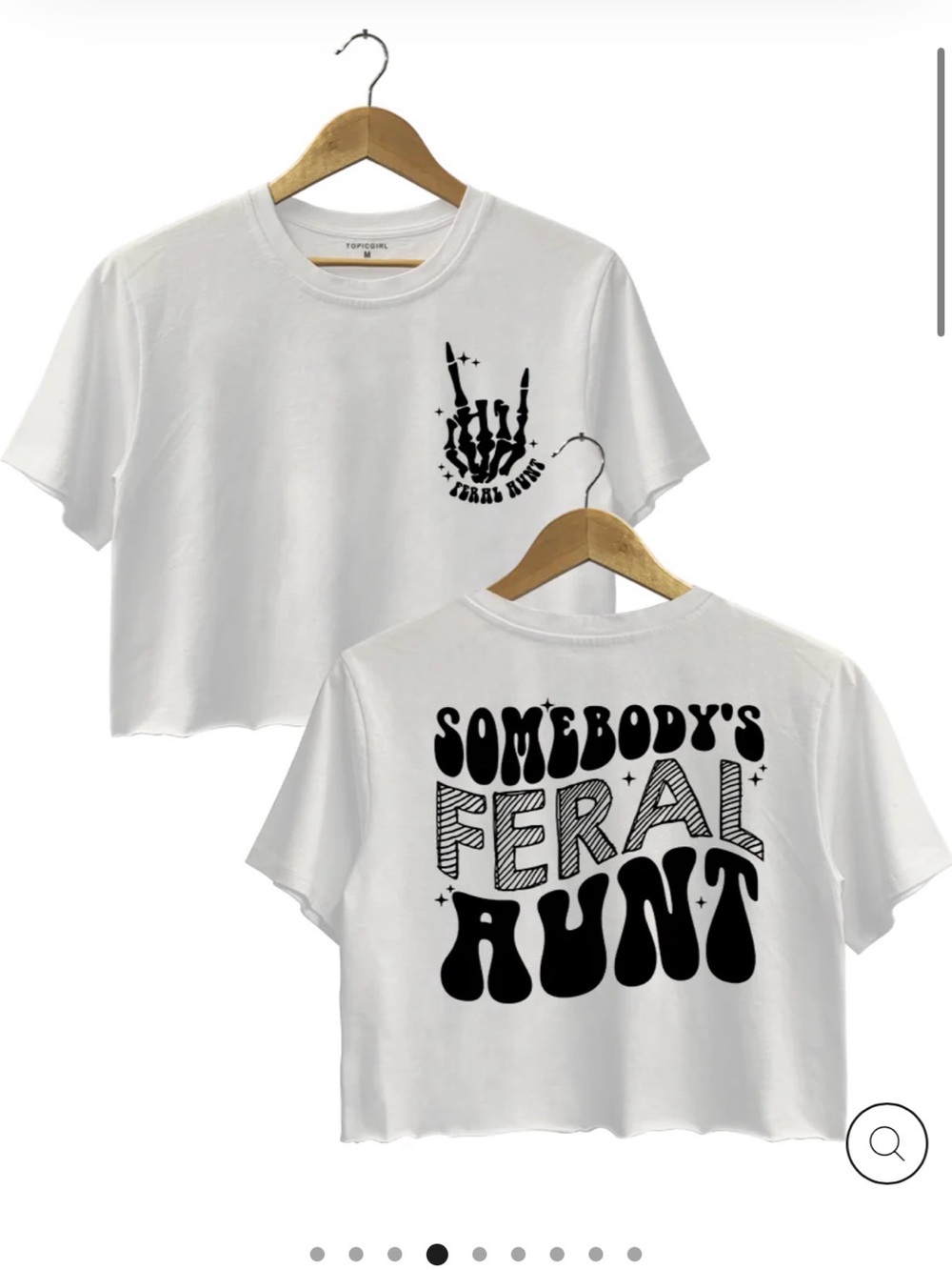 Somebody's Feral Aunt White Graphic Crop Tee